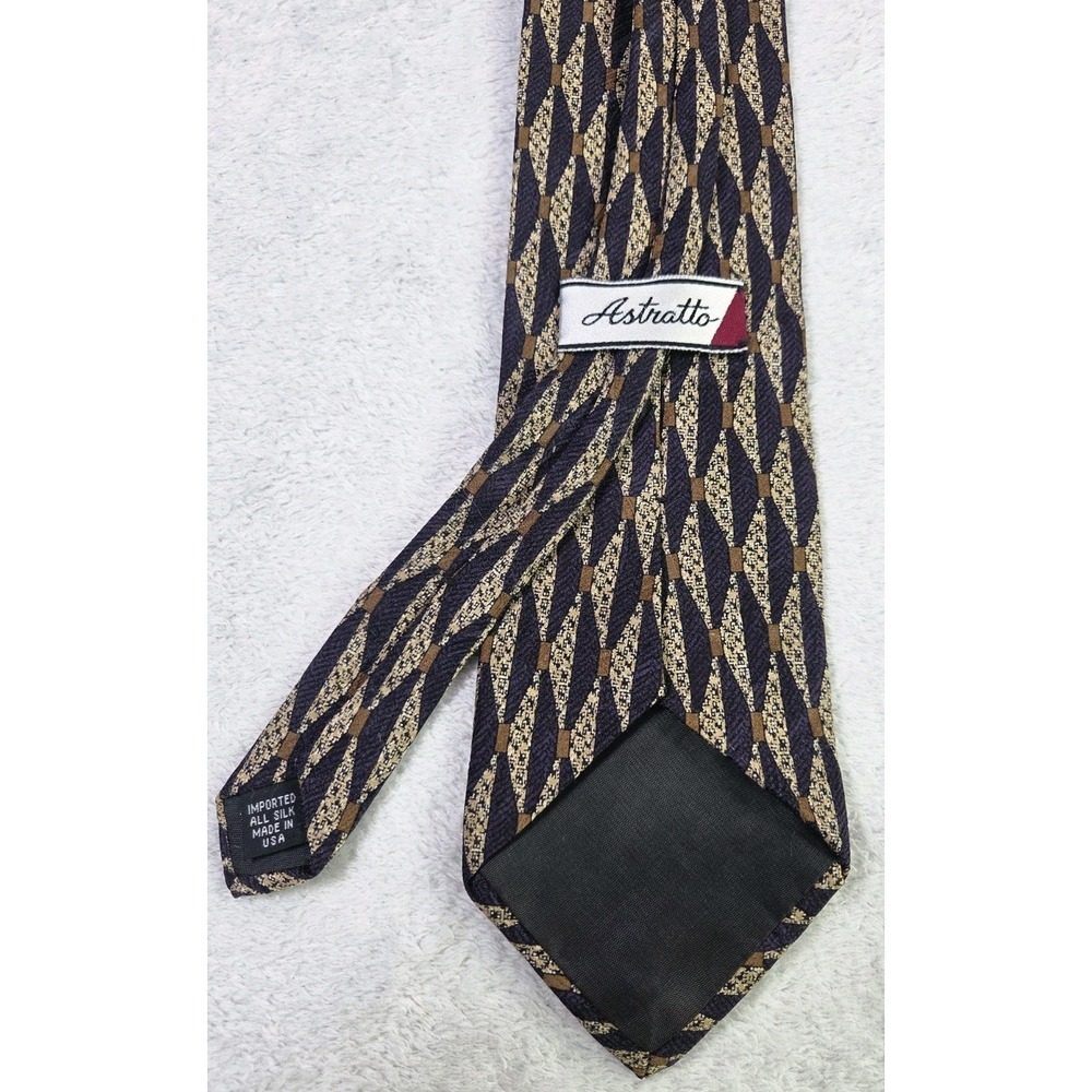Vintage 90s Astratto Silk Tie Made USA Geometric Abstract Pattern Brown Gold